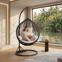 Fauteuil suspendu d'extérieur en rotin et osier, type chaise balançoire pour jardin, piscine et terrasse, fauteuil double
