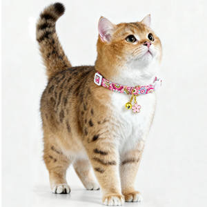 <span class=keywords><strong>Collar</strong></span> de Gato de Algodón con Hebilla de Seguridad, <span class=keywords><strong>Collar</strong></span> de Gatito Rosa Floral con Colgante de Flor y Campana, Lindos Collares para Gatitas - Product Image 6