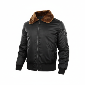 Chaqueta bomber de diseño personalizado de alta calidad para hombre, ropa deportiva de calidad con cremallera de piel para gimnasio de invierno, servicio OEM - Product Image 1