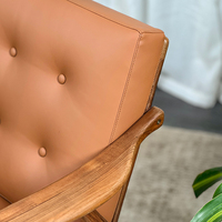 Einfache nordische Lesesaal Balkon Freizeit gepolsterte Rückenlehne Sessel PU Leder Freizeit Sofa Stuhl