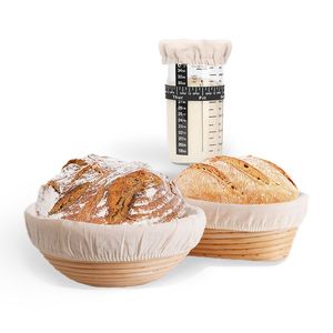 Cesta de fermentación de masa madre de ratán natural con juego de herramientas de cerámica duraderas para la fermentación del pan europeo, uso en panadería casera - Product Image 3