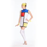 Costumes de danse pour filles MiDee de haute qualité, ornés de paillettes, multicolores, patchwork, robes trapèze, vêtements de scène de jazz