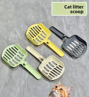 Pelle à litière pour chat avec crochet de suspension, poignée ergonomique, tamis à litière, pelle à crottes de chat en plastique durable, outil de nettoyage pour animaux de compagnie