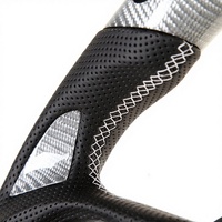 Volant sport en cuir YLC avec lumières LED, 4 branches, taille de poignée 10,5x4,5x2,5 cm pour Dodge Challenger 15-19