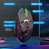 Ratón portátil para juegos con luz RGB, retroiluminado con LED, Mini USB recargable con cable para jugadores profesionales, ordenador portátil Compatible