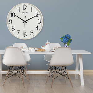 Wall Clock Analog Quartz Silent Round Battery Powered For Living Room Bedroom Office Home Hotel Reception - Product Image 1