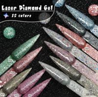 ICE NOVA Vernis Gel Laser Brillant Effet Diamant Rouge Rose Doré Soak Off Scintillant pour Printemps Été Vernis UV Sans HEMA