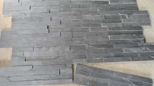 Moderner Stil Natürliche Schwarze Außenwandverkleidung Rustikale Schieferplatte Gespaltene Oberfläche Säurebeständige Kulturverblendung - Product Image 3