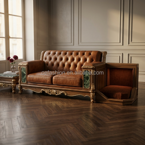 Fabricant de FF&E |   <span class=keywords><strong>Canapé</strong></span> capitonné en velours bleu néoclassique avec lit pour animaux intégré |   Inlay en marbre pour hôtels de luxe |   OEM - Product Image 5