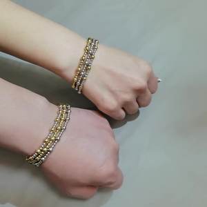 <span class=keywords><strong>Linsa</strong></span> Fashion 18K Chapado en oro Elasticidad ajustable Pulsera con cuentas de 5mm Nuevo accesorio hecho de acero inoxidable que no se decolora - Product Image 2