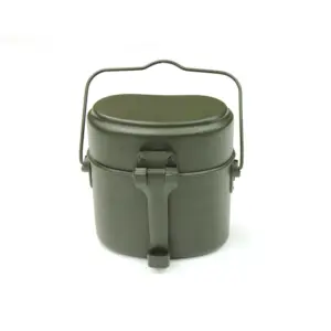 批发战术食堂橄榄绿铝水壶3件饭盒