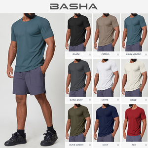 Camiseta Deportiva Casual de Manga Corta para Hombre, Cuello Redondo, Suave al Tacto, de Secado Rápido, Ideal para Baloncesto y Tenis, Marca <span class=keywords><strong>BASHA</strong></span>, Gran Venta - Product Image 4