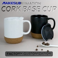 Tasse à café en céramique avec couvercle et base en liège tasse à café en céramique avec fond en liège isolé couvercle