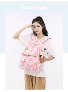 Cute Blue Camouflage Student <b>Backpack</b> For Girls With Multiple Pockets And Teddy Bear Charm Fashion Day <b>Backpack</b> 15 Inches - Product Image 5