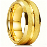 Vente directe d'usine, anneaux en tungstène plaqués or 18 carats sablés 8 mm, anneaux de mariage romantiques pour hommes, gravés au laser « Je t'aime »