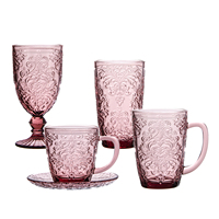 Verres à boisson froide Samyo de style européen vintage, gobelets à boisson froide embossés, couleur rose personnalisée pour les fêtes