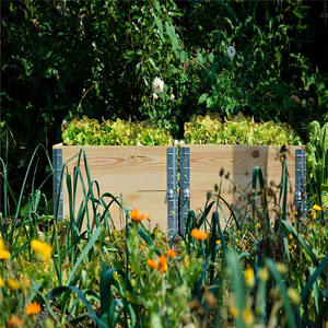 Cama rectangular de madera para plantas, jardín plegable, 120x80x20 cm, <span class=keywords><strong>natural</strong></span>, de pino - Product Image 4