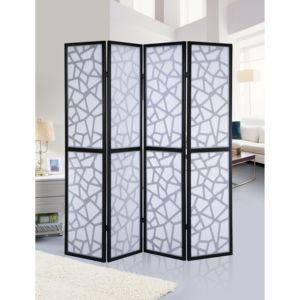 DB Giyano 4-Panel Foldable Wood Screen <b>Room</b> <b>Divider</b> <b>Modern</b> Oriental Design for Interior Decoration Black Color - Product Image 2