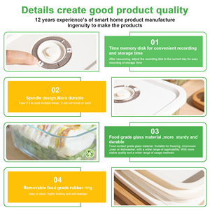 Juego Completo de Recipientes Apilables de Vidrio Borosilicato con Tapas con Indicador de Fecha, Diseño Moderno, Aptos para Congelador y Microondas - Product Image 4