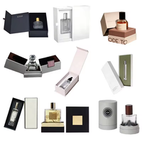 Flacons de parfum ronds en verre floqués de luxe vides de 30 ml, 50 ml, 100 ml avec pulvérisateur à pompe, logo personnalisé et boîte d'emballage