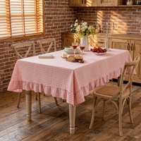 Nappe à volants multicolore à carreaux vichy, housse de table à ourlet festonné, linge de table rustique à carreaux, décoration pour table de pique-nique et table basse