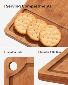 Ensemble de 3 planches à découper en bambou carbonisé pour la cuisine, planches à découper en bois pour la gravure, <span class=keywords><strong>plateau</strong></span> de service pour charcuterie et fromages - Product Image 4