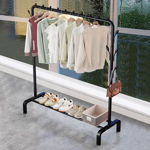 Vente en gros de séchoir à linge en métal à tige unique avec crochets Porte-manteau amélioré Organisateur de tissu pour chambre à coucher ou balcon - Product Image 4