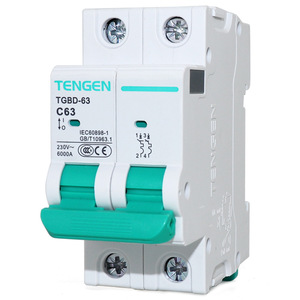 Disjoncteur miniature Tengen TGBD-63 2P C63 230V à montage modulaire - Product Image 1