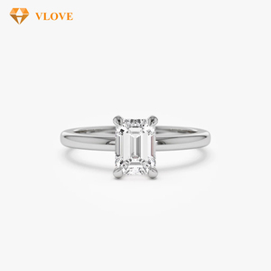 Anillo de Diamante de Laboratorio con Corte <span class=keywords><strong>Esmeralda</strong></span> de 0.70ct, Anillo Pequeño con Corte <span class=keywords><strong>Esmeralda</strong></span>, Oro Sólido de 14k, Talla 10.5 - Product Image 2