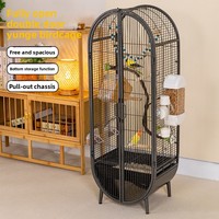 Villa pour oiseaux à double porte pour perruches, calopsites et pinsons – Grande cage ornementale de style maison avec fonction de rangement