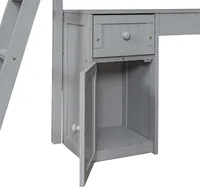 Lit mezzanine double en bois avec étagères de bureau Armoire et échelle Cadre de lit mezzanine haut avec garde-corps pour chambre d'adolescents et adultes