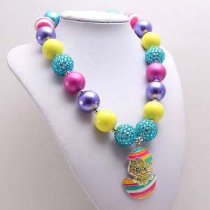 สร้อยคอเด็กรูปไข่อีสเตอร์สไตล์ยุโรปและอเมริกาชุดเพชรสร้อยคอลูกปัดสำหรับเด็กจี้การ์ตูนทำจากอัลลอย - Product Image 5