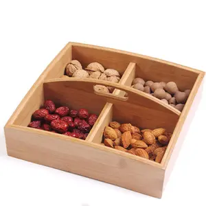 Trocken frucht tablett aus Bambus holz zur Aufbewahrung von Trocken frucht boxen ohne Deckel Multifunktions-Snack-Bonbons chale