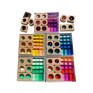 DIY niños Montessori apilamiento juguetes Arco Iris acrílico gemas juego abierto bloque conjunto - Product Image 1