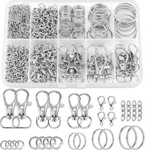 Suministros para la fabricación de joyas y manualidades, incluyendo llaveros, clips, ganchos, anillas para llaveros, cierres de mosquetón y anillas de unión. - Product Image 1