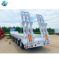 Remorque surbaissée personnalisable à 8 essieux, capacité 80-100 tonnes, avec échelle de levage hydraulique, chargement/déchargement facile, remorque surbaissée à col de cygne