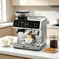 Machine à café expresso électrique commerciale Anbolife Premium 58 mm avec moulin, débitmètre, contrôle de température PID, porte-filtre, 1500 W