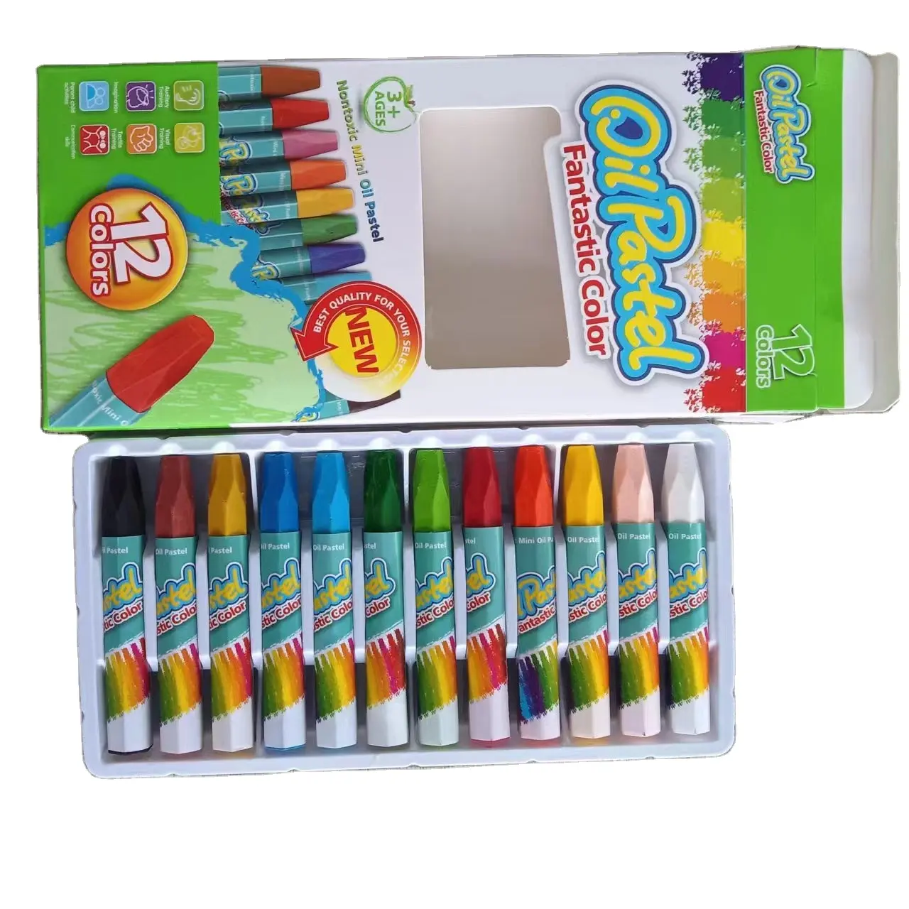 ดินสอสีพาสเทลน้ำมันหกเหลี่ยม12 24สีพาสเทล