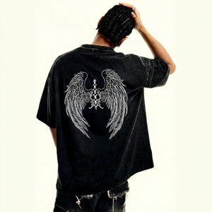 เสื้อยืดโอเวอร์ไซส์สีขาวล้วนคุณภาพสูง เนื้อผ้าหนา 100% คอตตอน วินเทจ ล้างสีแบบแอซิดวอช สำหรับผู้ชาย สไตล์สตรีท - Product Image 1