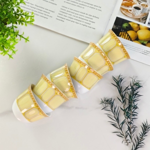 Service à thé en porcelaine osseuse jaune de style européen, luxe léger et simple, 6 tasses, passe au lave-vaisselle, avec boîte cadeau pour hôtels et entreprises - Product Image 5