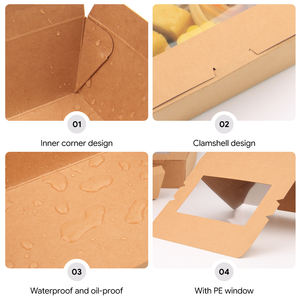 Cajas de Comida para Llevar y Envases de Papel Kraft Personalizados y al por Mayor de XM <span class=keywords><strong>KINGWIN</strong></span> con Ventanas - Product Image 3
