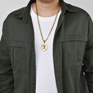 Cross-border best-selling unique and exaggerated cross-shaped brand faith <b>titanium</b> steel Cuban necklace with 18K gold plated hip - Product Image 2