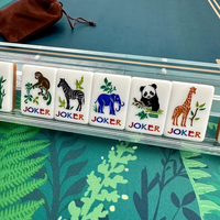 Jeu de Mahjong américain avec motifs imprimés vert sauvage, un jeu de société de Mahjong pour les soirées entre amis et le divertissement