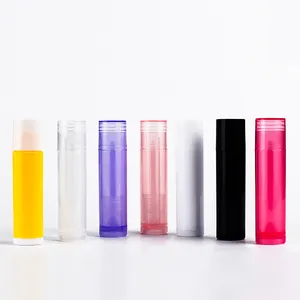 Free samples 4g 5g empty lipstick tube white black pink lipstick tube plastic lip balm container