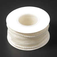 Ruban en organza transparent avec perles de 4 cm, ruban en fil de queue de poisson pour bouquet de mariage, boîte cadeau, emballage de gâteau, décoration de nœuds