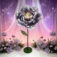 Pivoine géante en soie à ouverture et fermeture automatiques, fleurs motivantes avec lumières LED, décorations pour mariage et fêtes