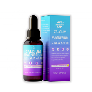 Suplemento de Magnesio, Calcio y Zinc 10 en 1 con Vitamina C, D3 y K2, Gotas Líquidas Veganas de Glicinato de Magnesio, Haccp, OEM, ODM - Product Image 1