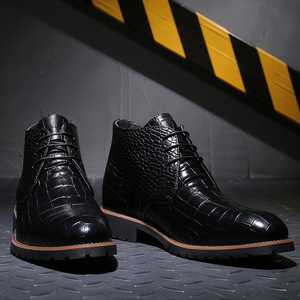 Nouvelles bottes à lacets en cuir PU de luxe pour hommes, chaussures décontractées <span class=keywords><strong>originales</strong></span>, style britannique, bottes d'automne et d'hiver - Product Image 3