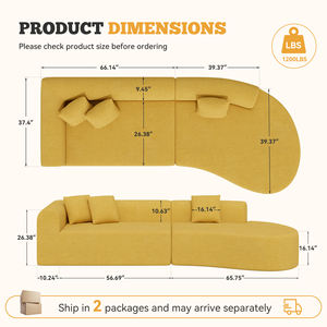 Sofá Seccional Modular Extensible de Masaje, Diseño Curvo Moderno Tipo Nube, Asiento Profundo, Tapizado en Chenille, Sofá Extra Grande con Relleno de Esponja - Product Image 6