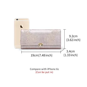 FOXER Brand Women's Leather Wallet Card Holder Clutch Bags Female Embroidery long Wallets Fashion Mobile Phone Purse Women